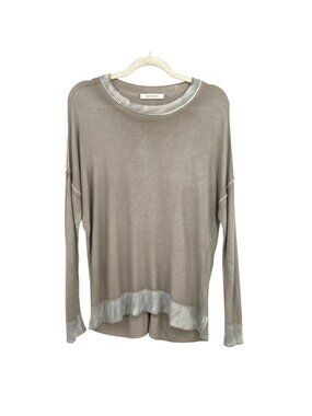 Mer Sea Saltwash Beige Gray Bamboo Silk Lightweight Sweater Size XL Boho Beach